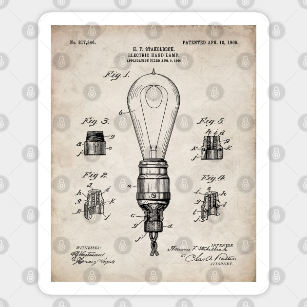 Light Bulb Patent - Industrial Design Architectural Decor Art - Antique Sticker by patentpress